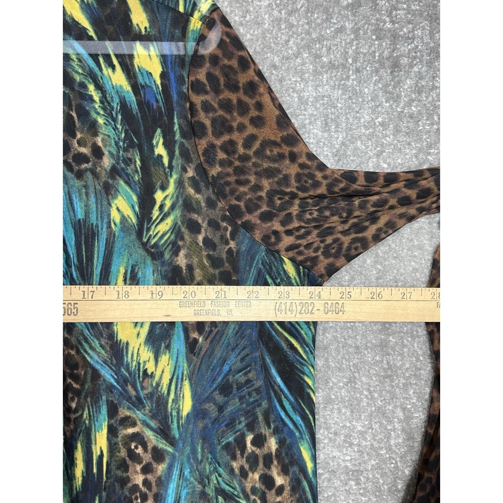 Susan Graver Sheer Mesh Peacock Animal Print Open Cardigan Top Womens Size Large - Picture 5 of 6